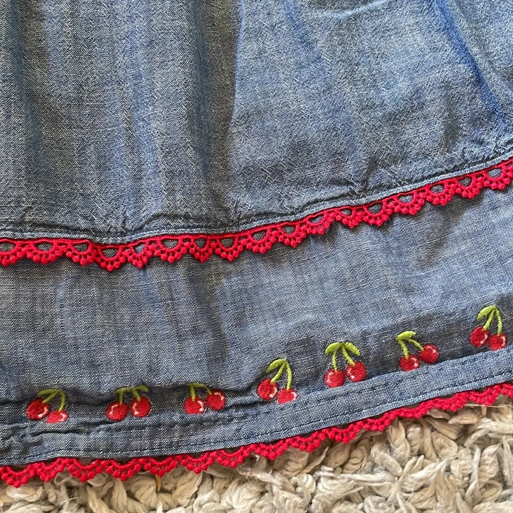 2020 Gymboree “Very Cherry” Embroidered Chambray Dress, Size 5T
